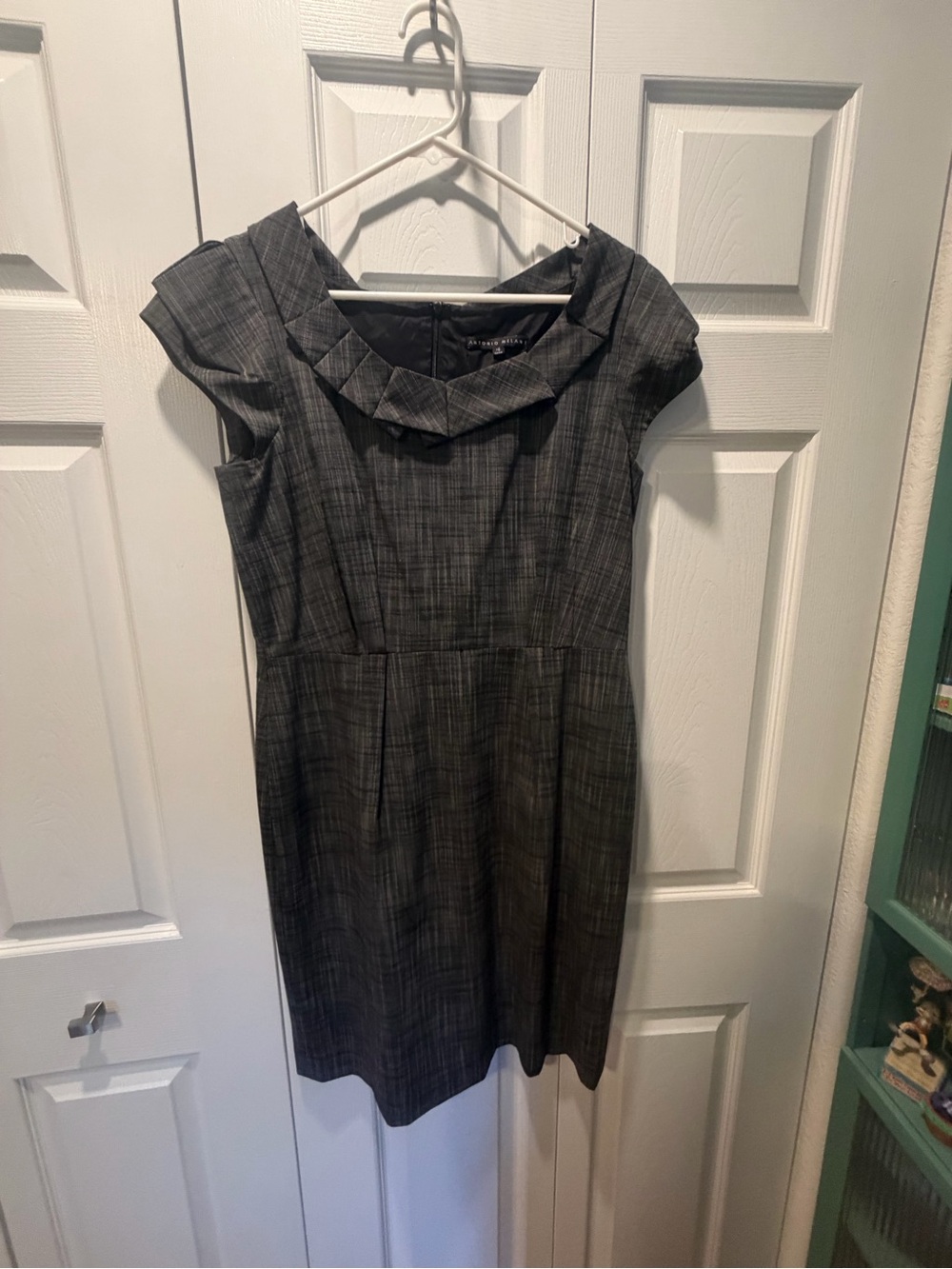 ANTONIO MELANI Charcoal Gray Plaid Sheath